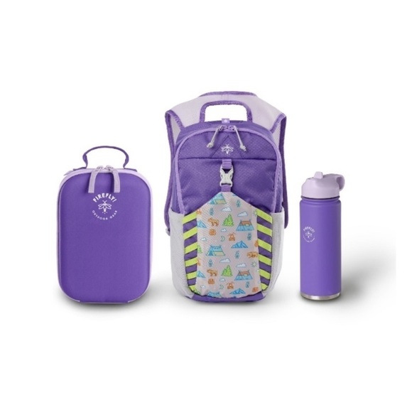 New Firefly Outdoor Gear Youth Adventure Combo Purple Backpack Bottle Lunch Box - Picture 3 of 4